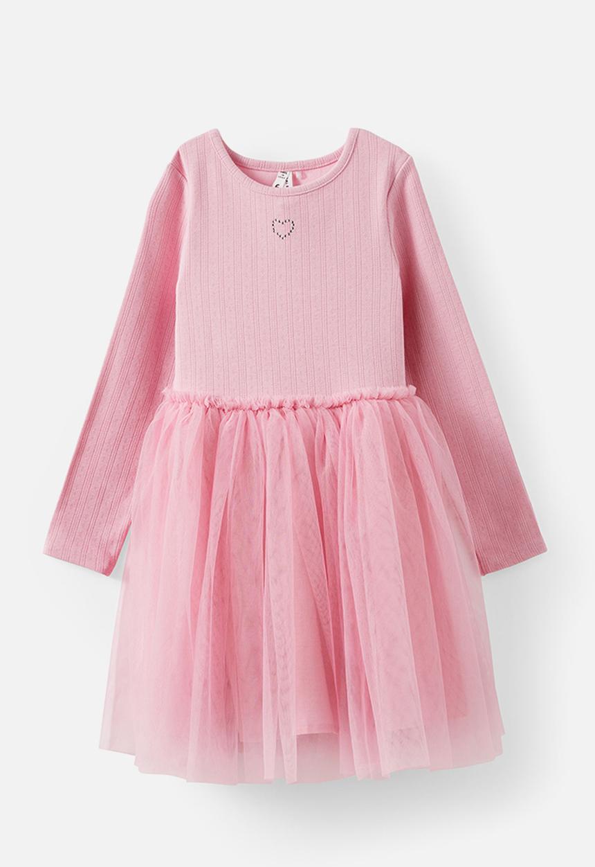 Cotton On - Harper long sleeve dress up dress - marshmallow/pointelle heart