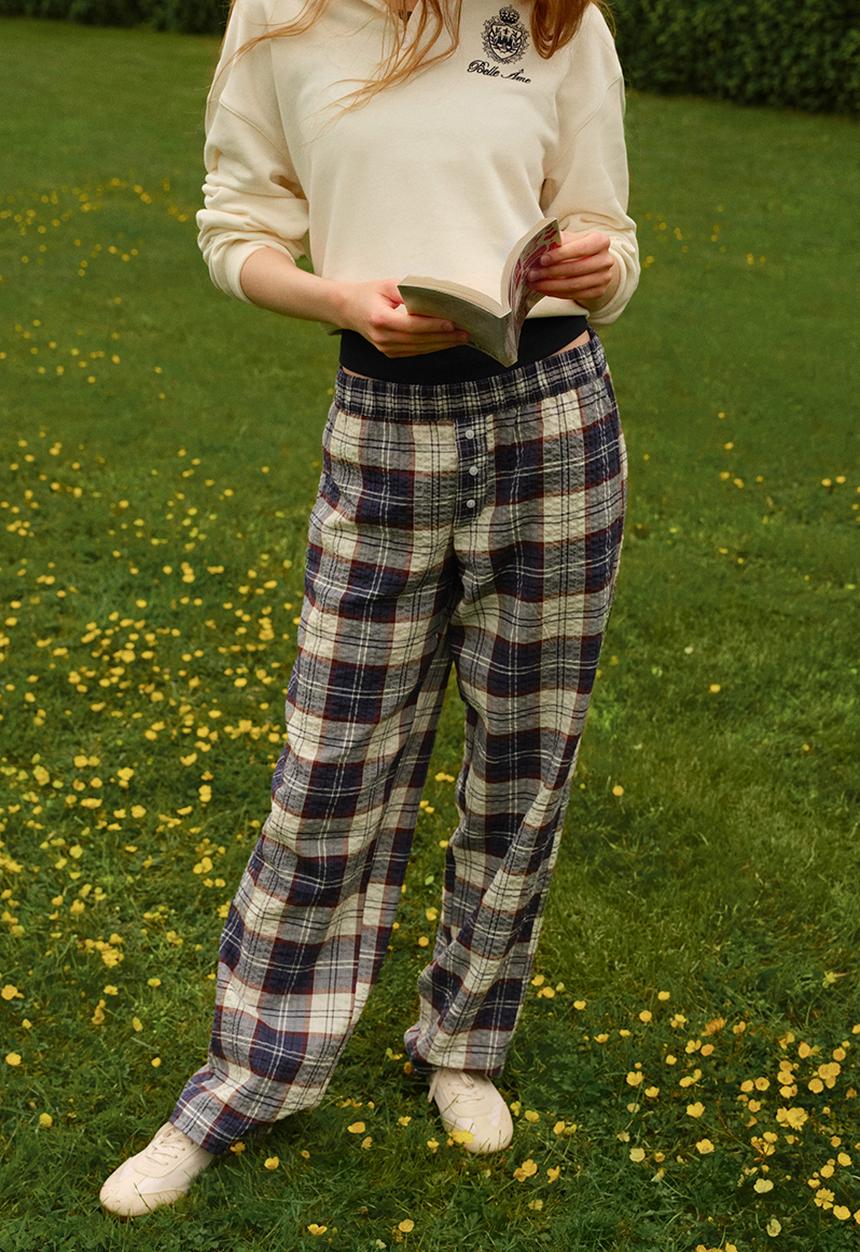 H&M - Pull-on trousers - dark blue/checked