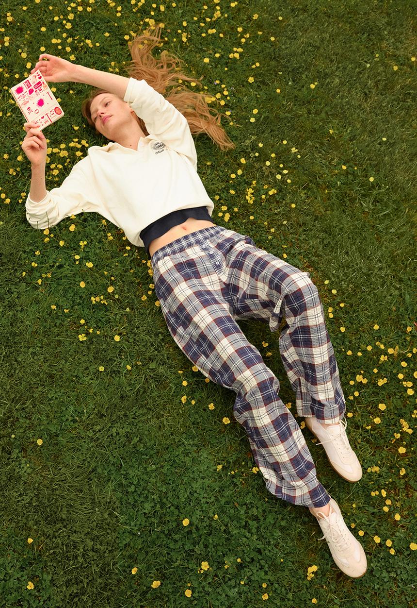 H&M - Pull-on trousers - dark blue/checked