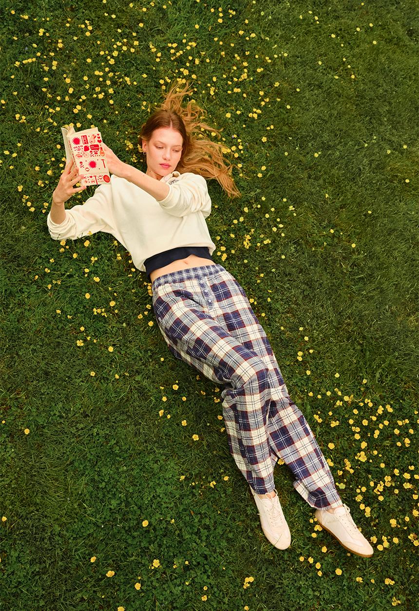 H&M - Pull-on trousers - dark blue/checked