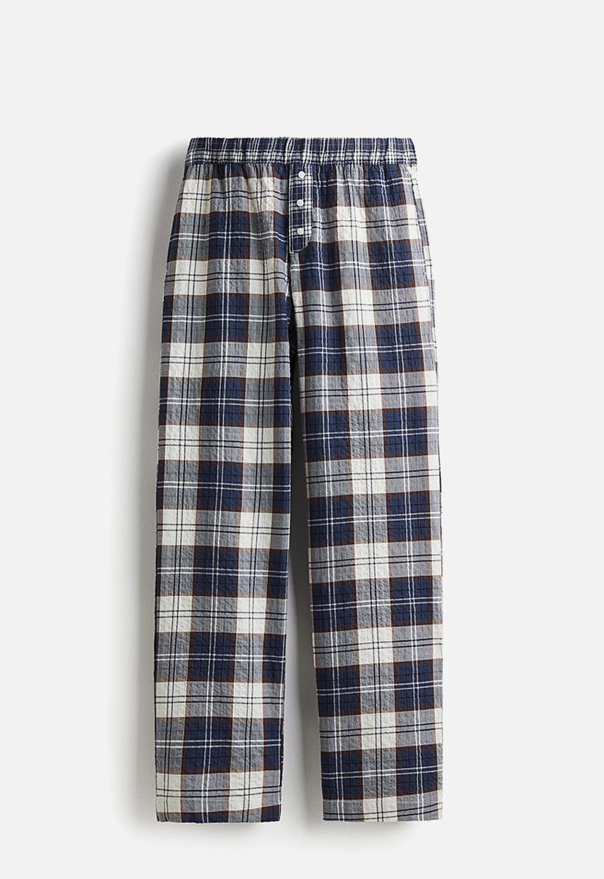 H&M - Pull-on trousers - dark blue/checked