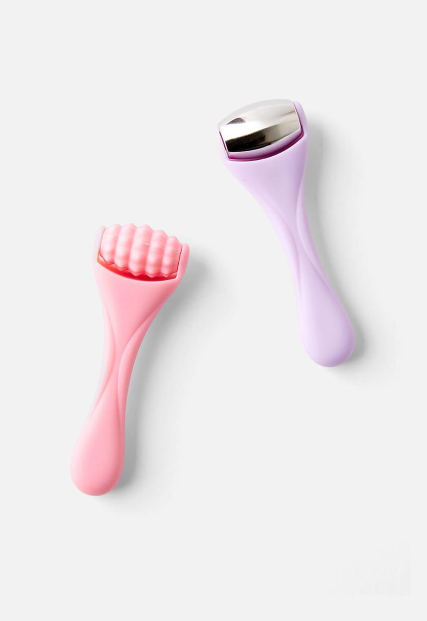 Rubi - Mini Facial Roller Set - Pink / Lilac
