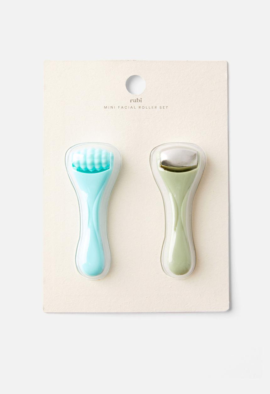 Rubi - Mini Facial Roller Set - Blue / Sage