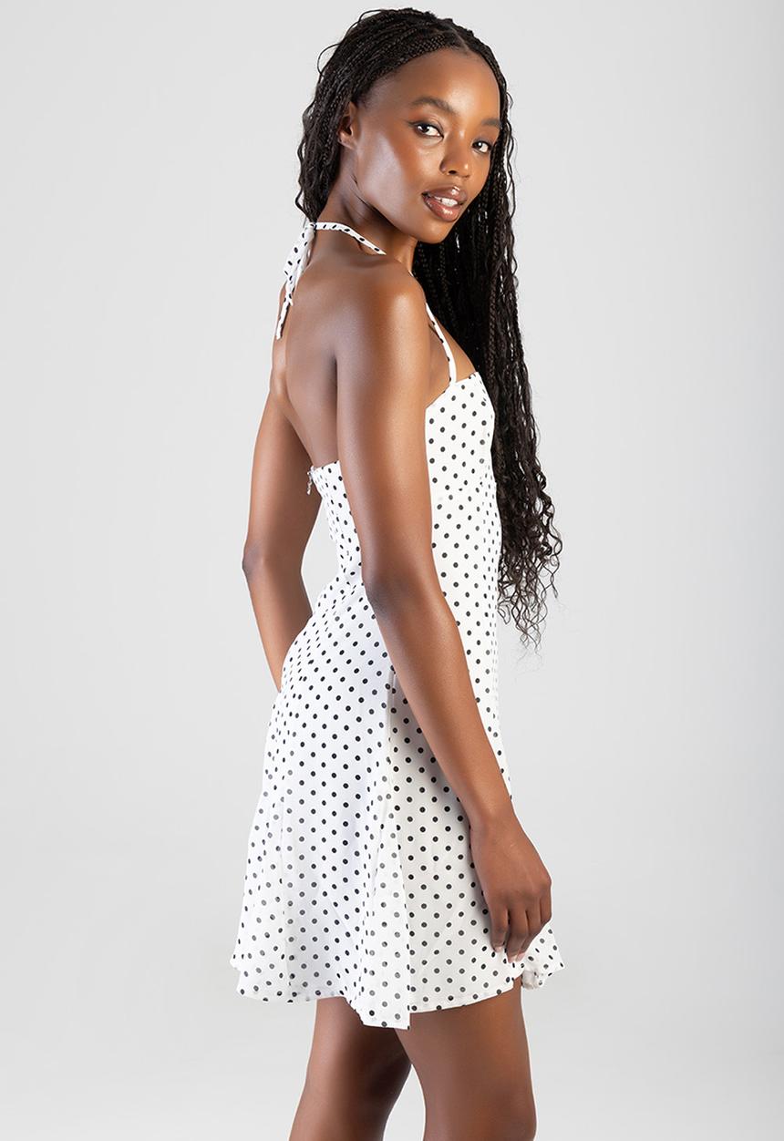 SISSY BOY - Take Your Timemini Dress With A Straight Neckline, Godets And Halterneck Straps - Off White