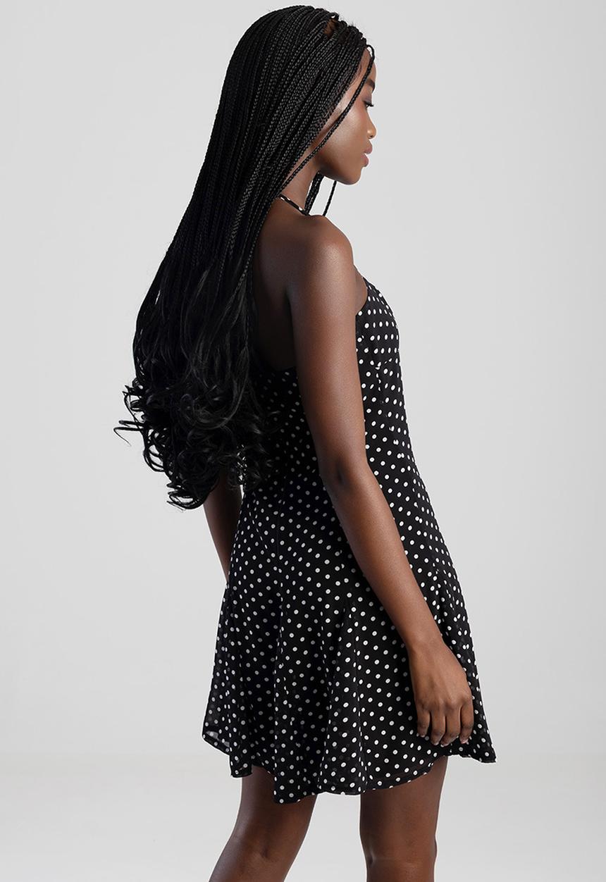 SISSY BOY - Take Your Time Mini Dress With A Straight Neckline, Godets And Halterneck Straps - Black