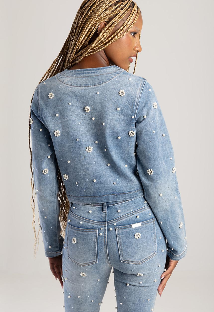 SISSY BOY - Leona Jacket With Front Pockets And Riveted Pearls - Light Vintage