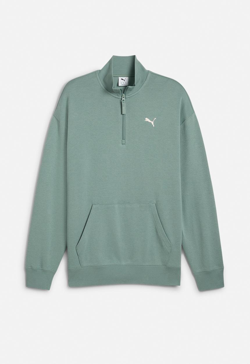 PUMA - Essentials Relaxed Half Zip Crew Sweatshirt - Green