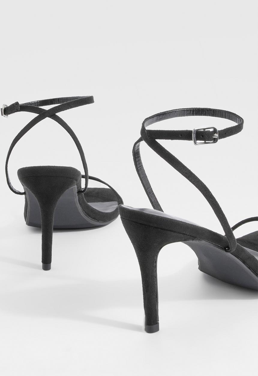 boohoo - Wide fit barely there low stiletto heels - black