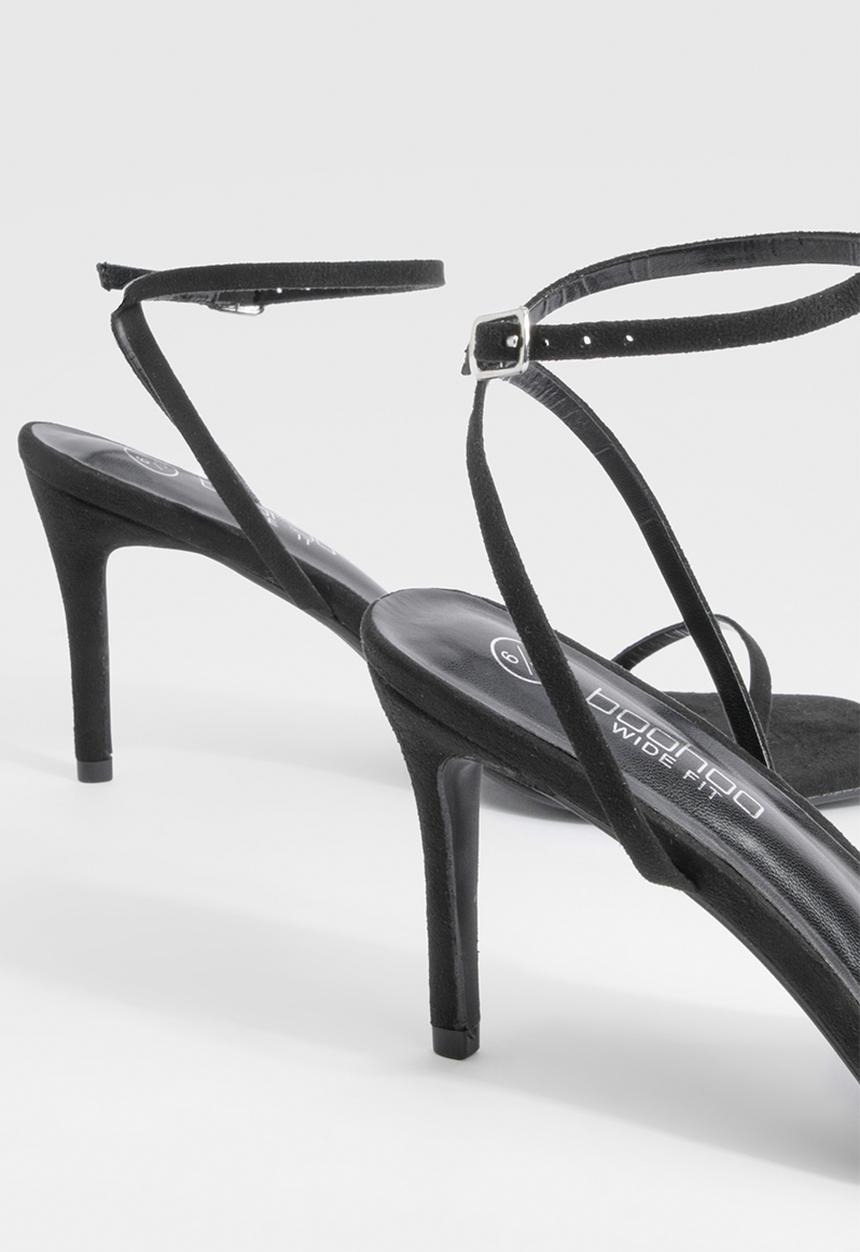 boohoo - Wide fit barely there low stiletto heels - black
