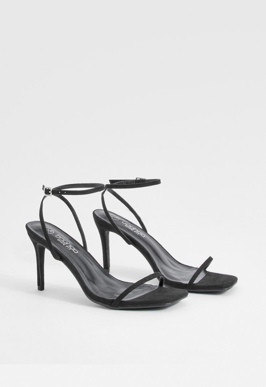 boohoo - Wide fit barely there low stiletto heels - black