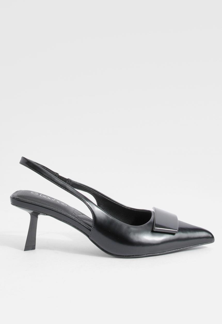boohoo - Low slingback point heeled courts - black
