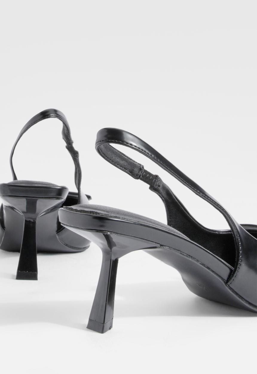 boohoo - Low slingback point heeled courts - black