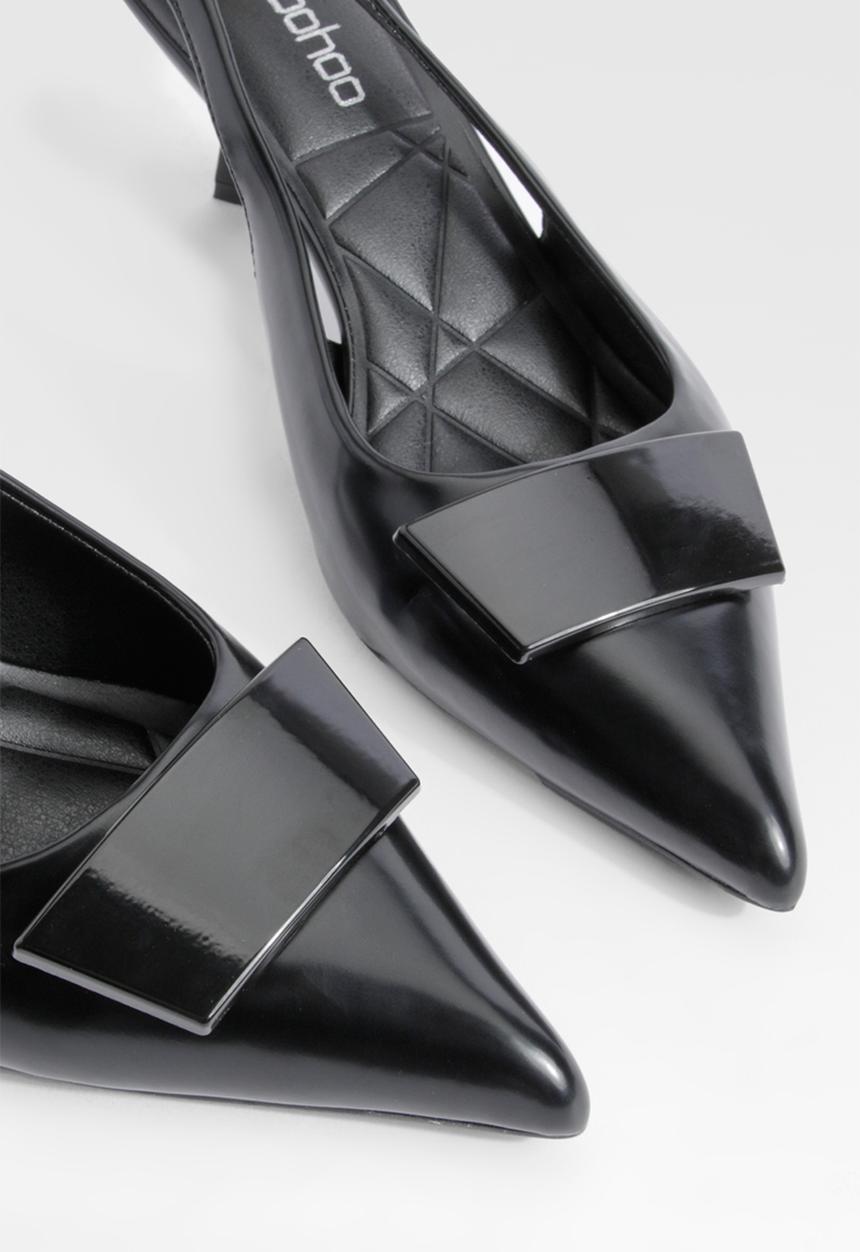 boohoo - Low slingback point heeled courts - black