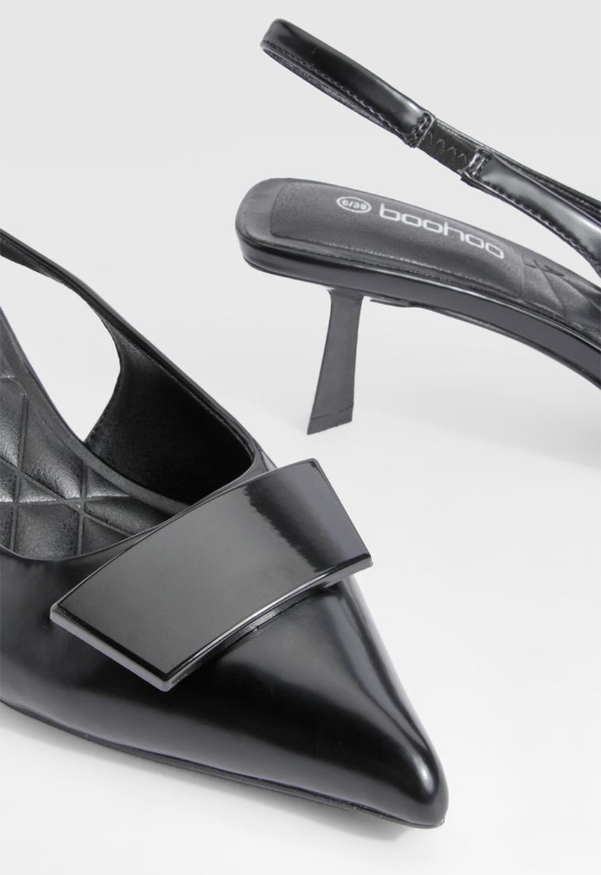 boohoo - Low slingback point heeled courts - black