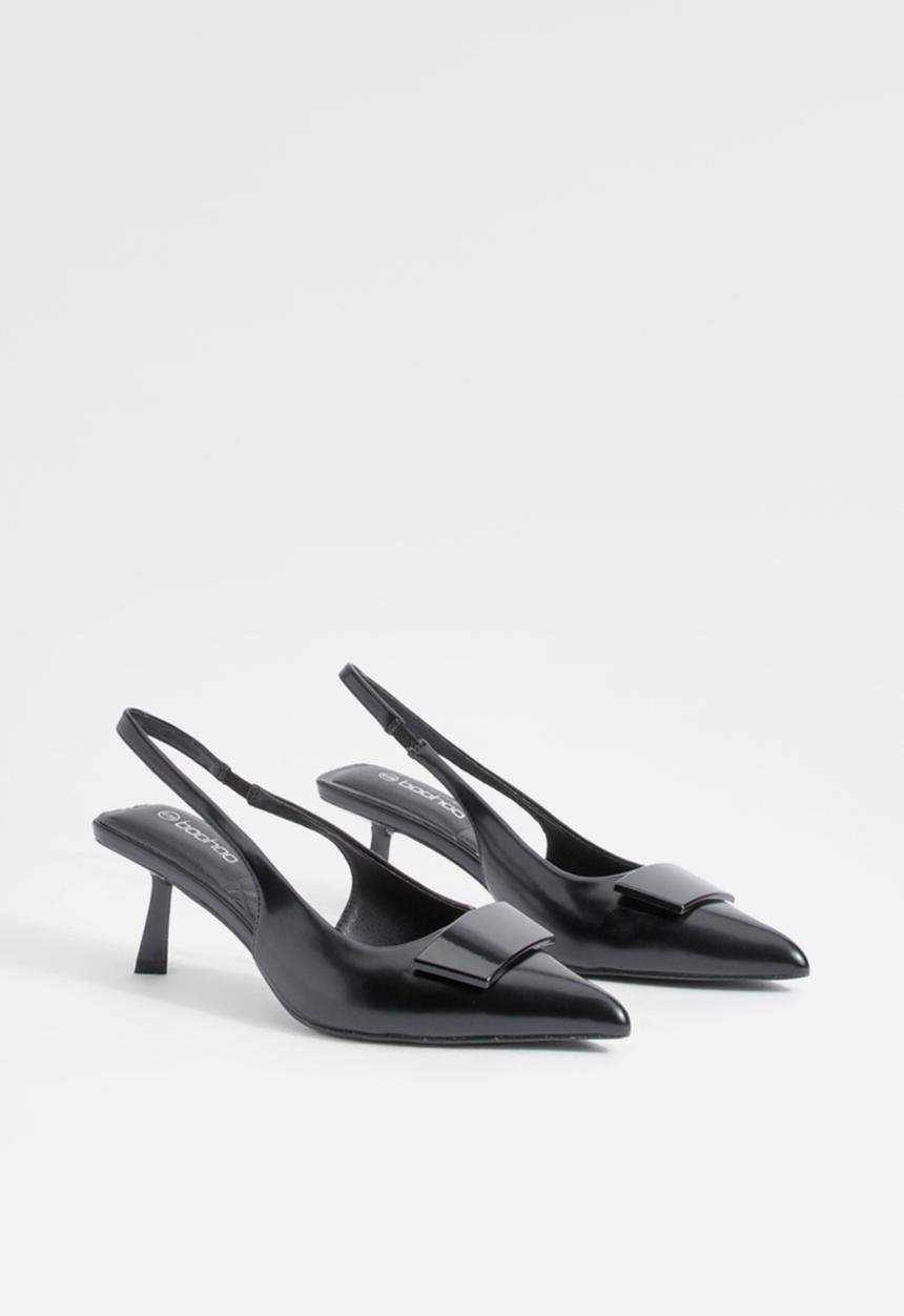 boohoo - Low slingback point heeled courts - black