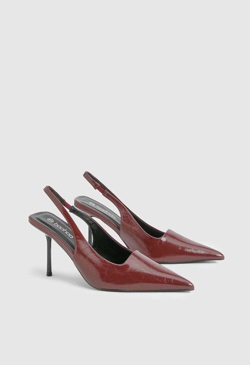 boohoo - Slingback extreme point court shoes - dark red
