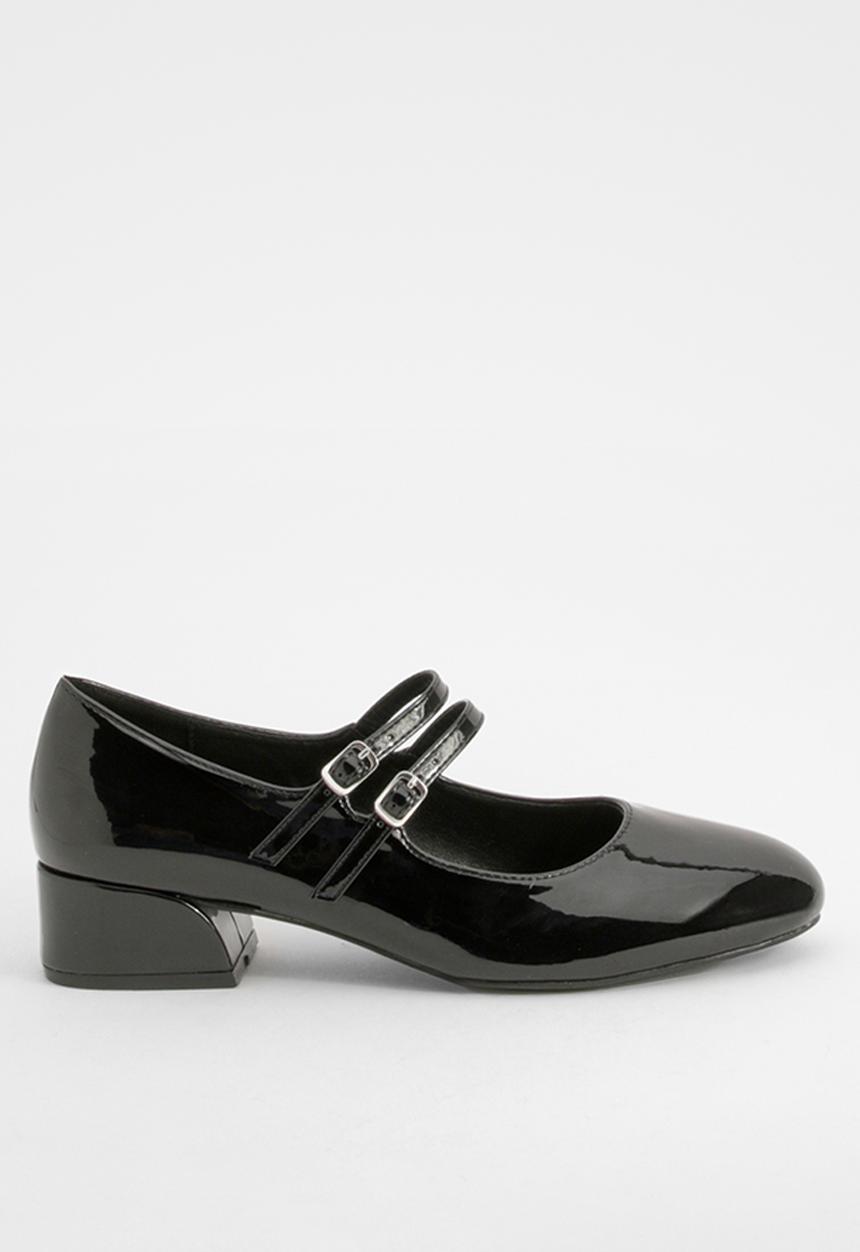 boohoo - Wide fit patent double strap mary jane ballets - black