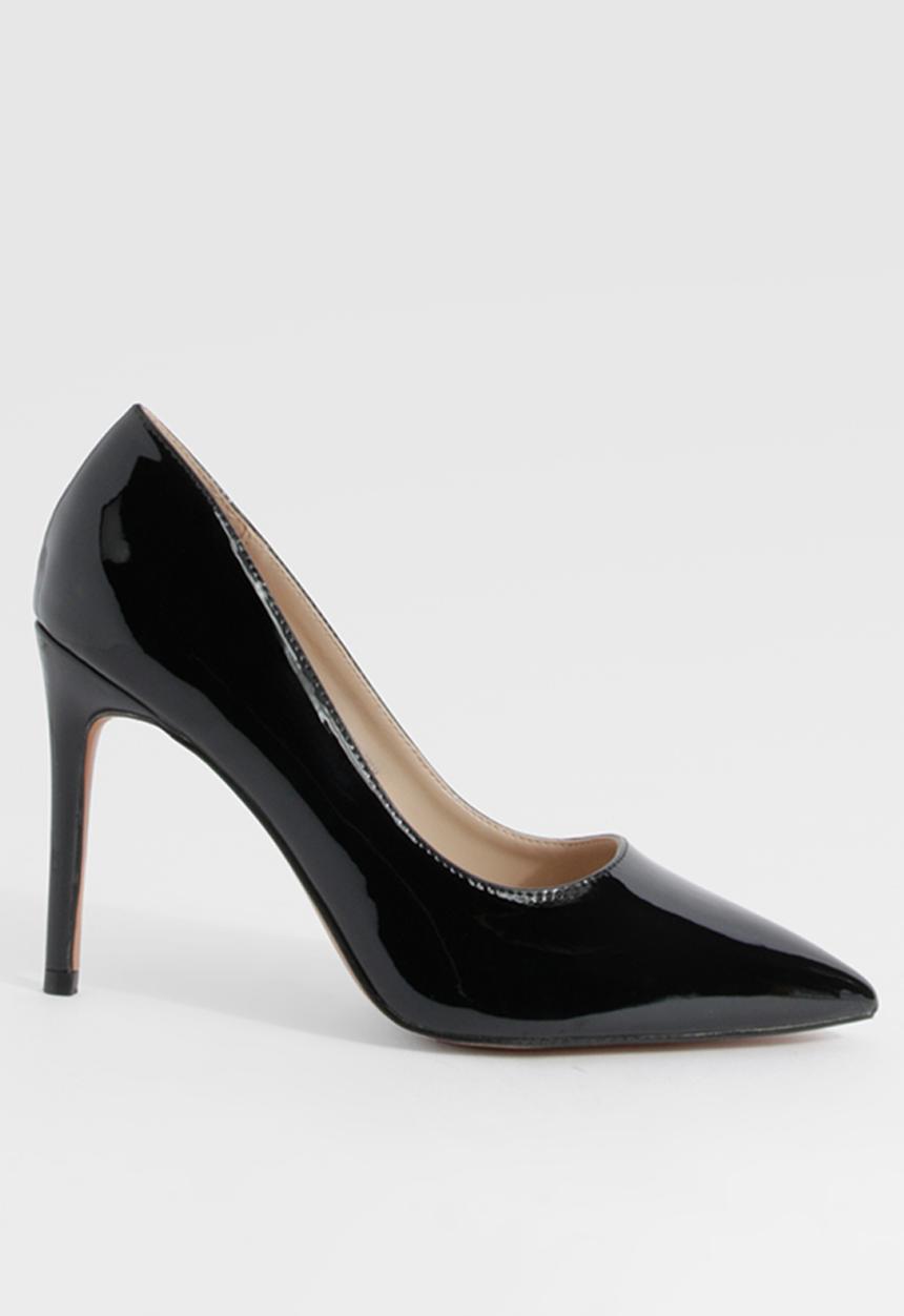 boohoo - Wide fit pointed toe stiletto court heel - black