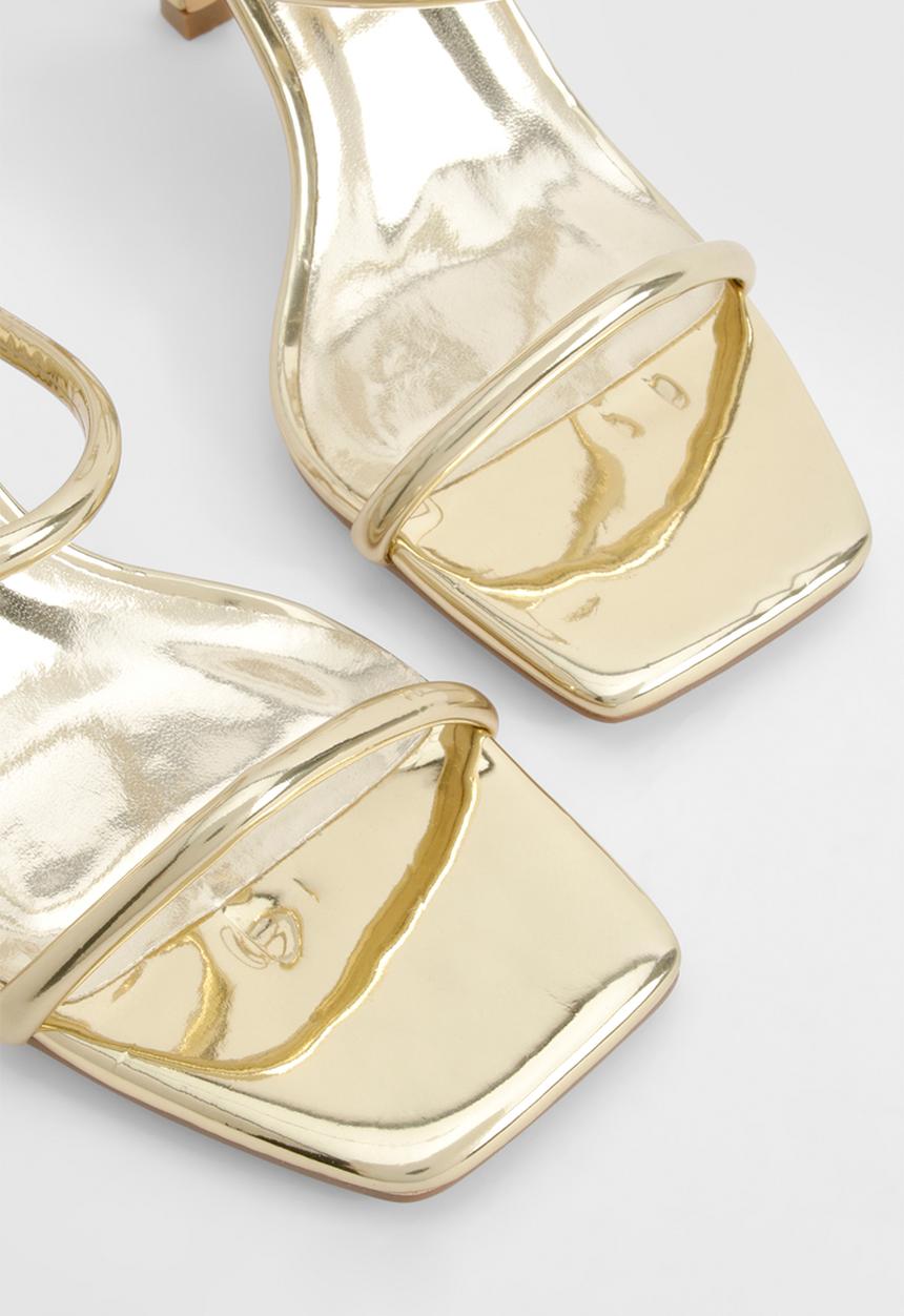 boohoo - Metallic padded strappy high heels - gold