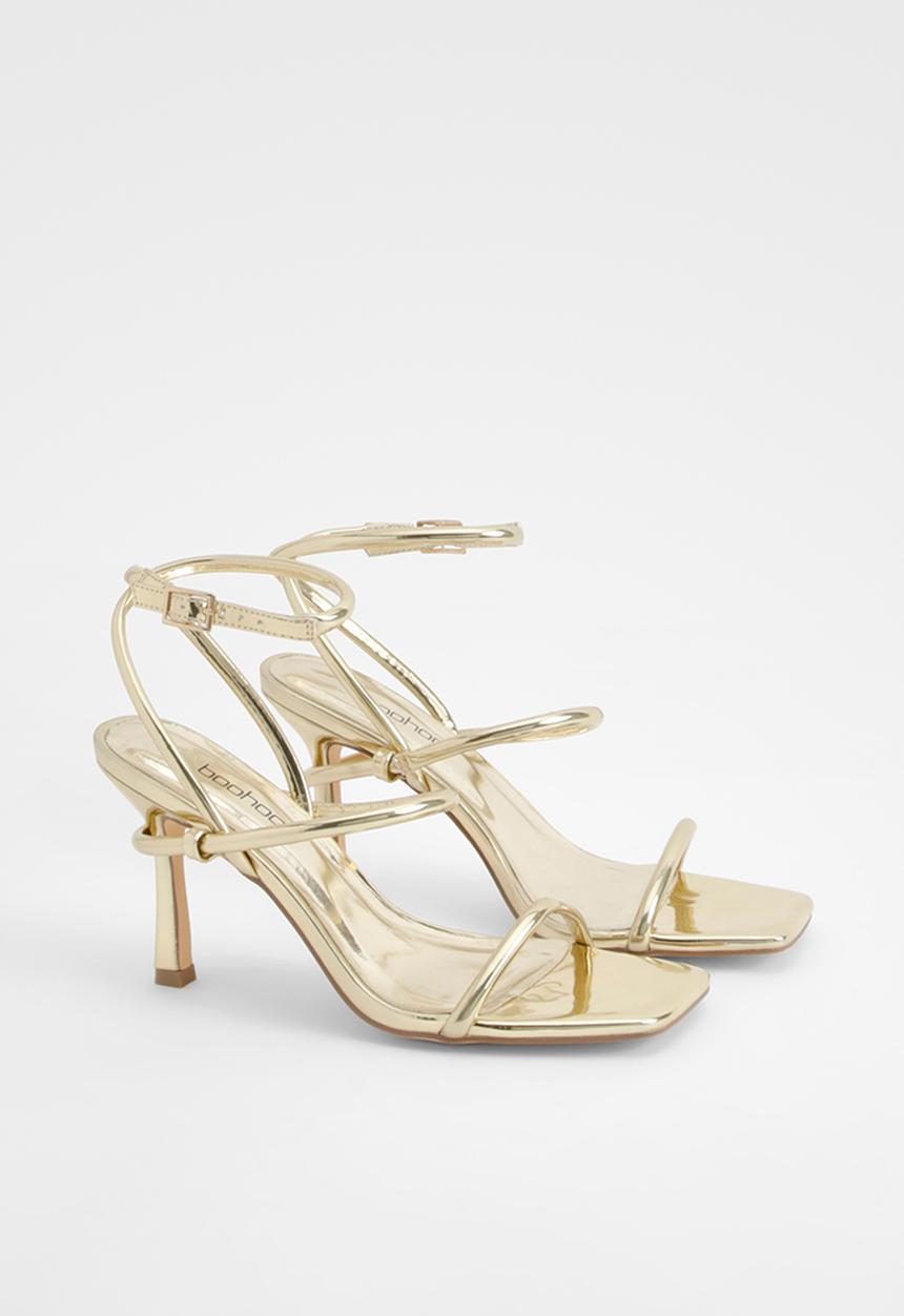 boohoo - Metallic padded strappy high heels - gold