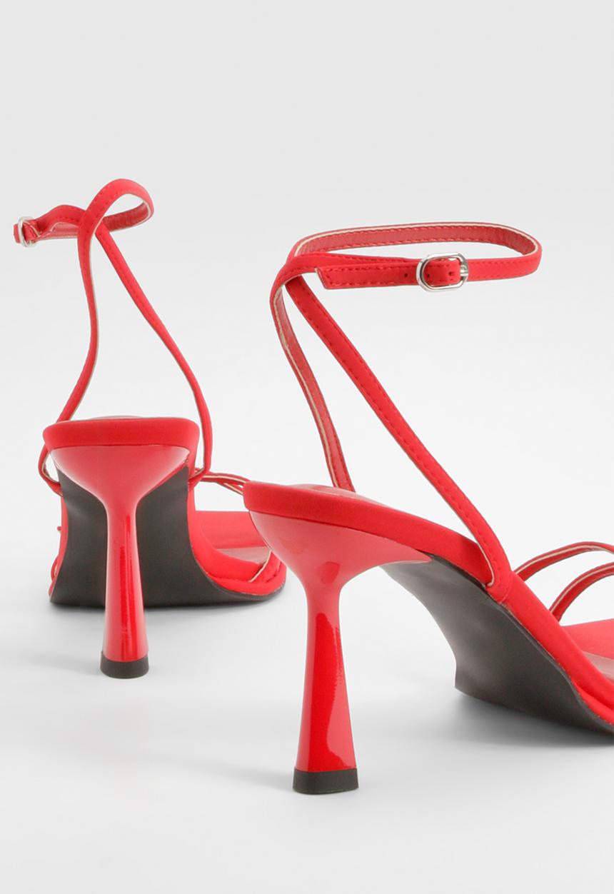 boohoo - Wide fit 2 part buckle detail heels - red