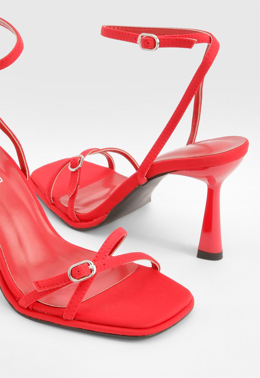 boohoo - Wide fit 2 part buckle detail heels - red