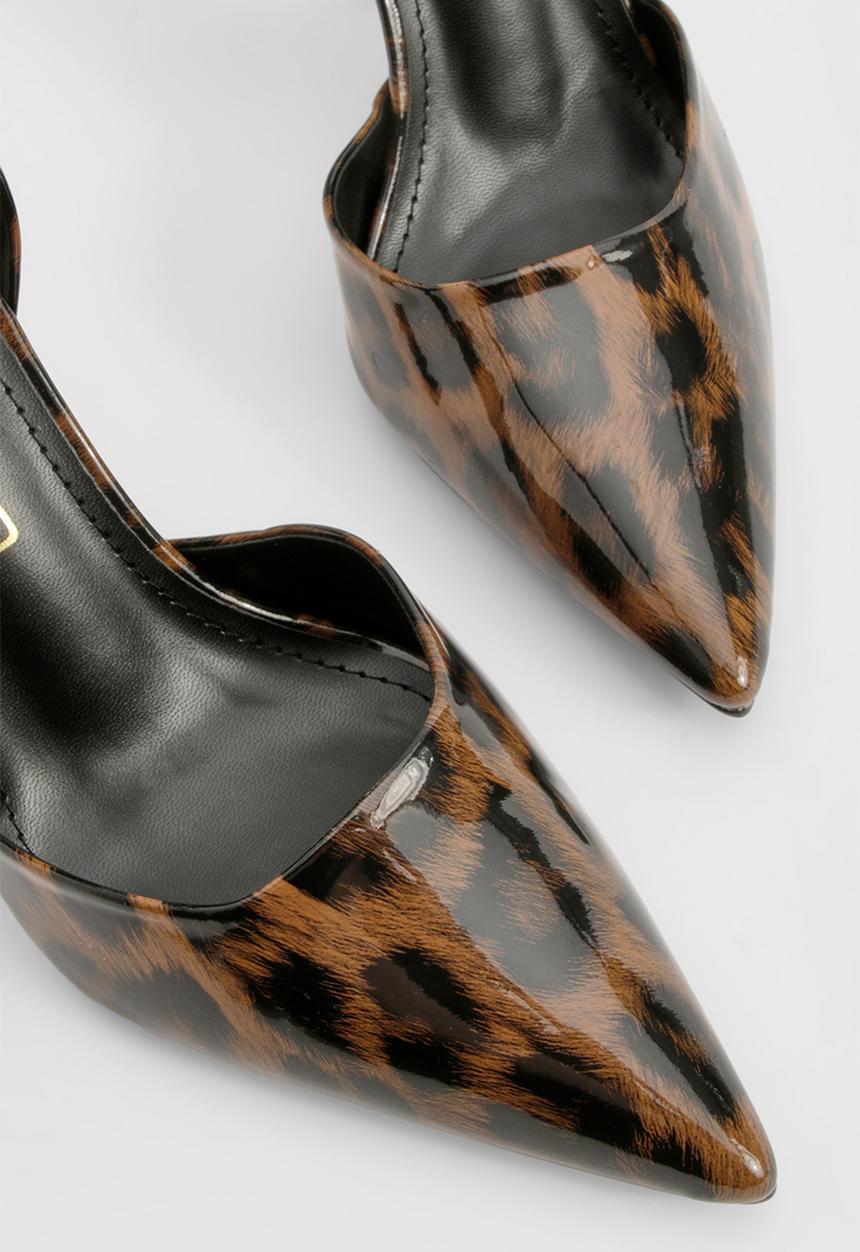 boohoo - Leopard patent cut out court shoes - leopard
