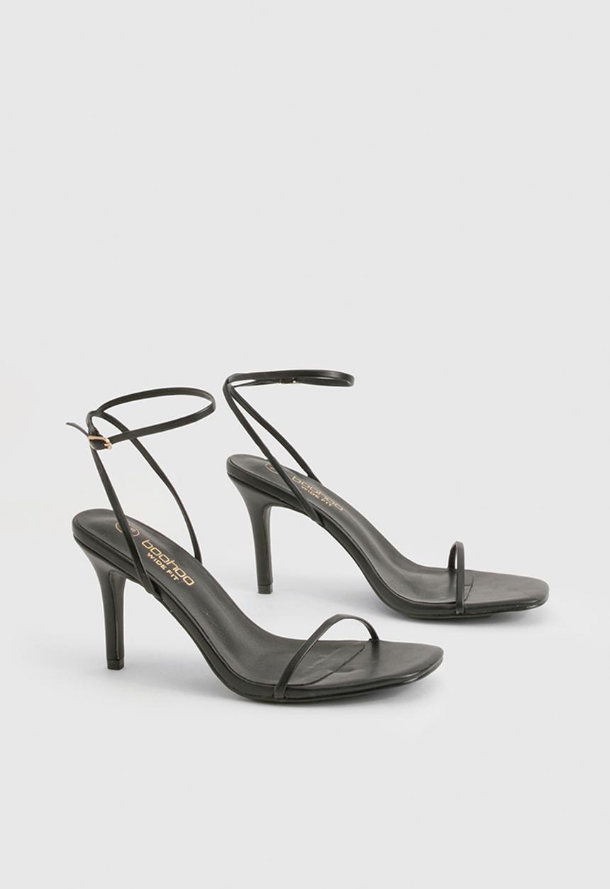 boohoo - Wide fit barely there low stiletto heels - black