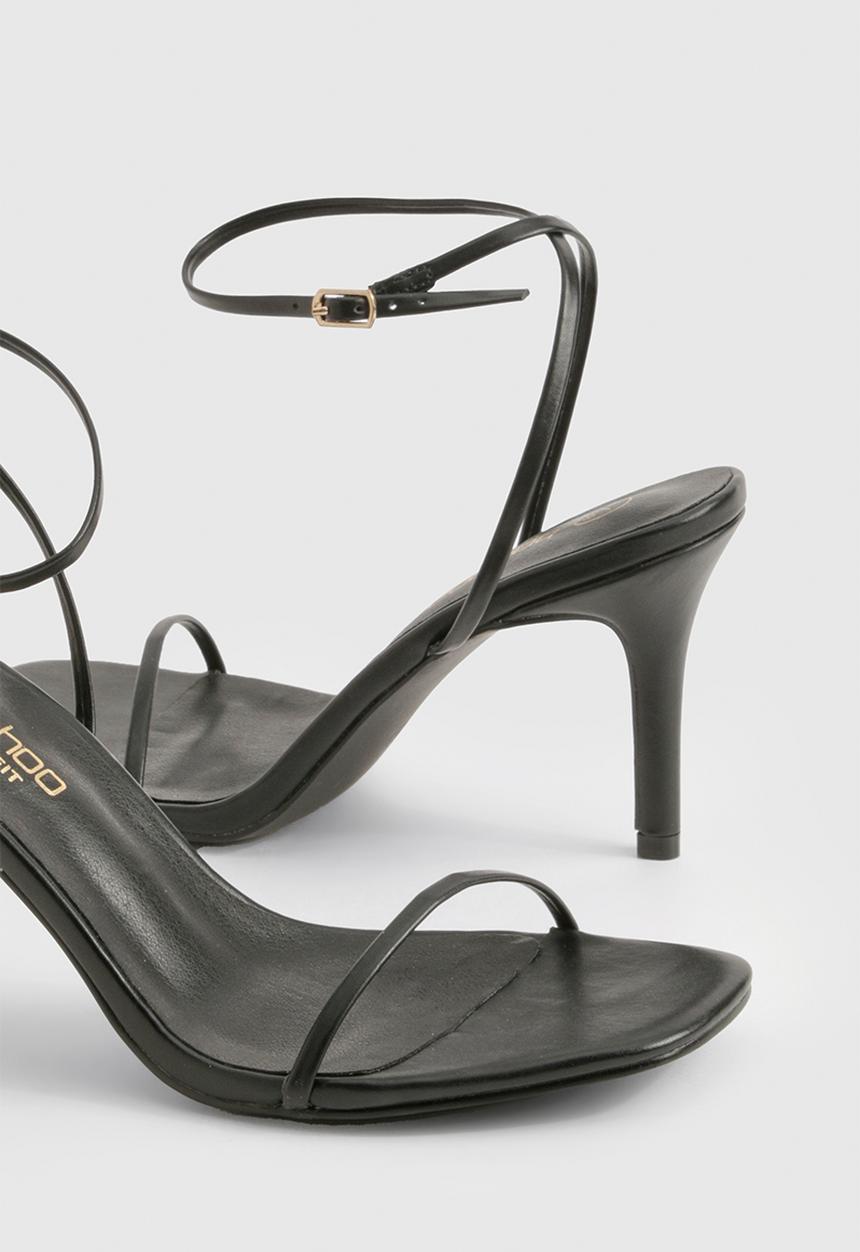 boohoo - Wide fit barely there low stiletto heels - black
