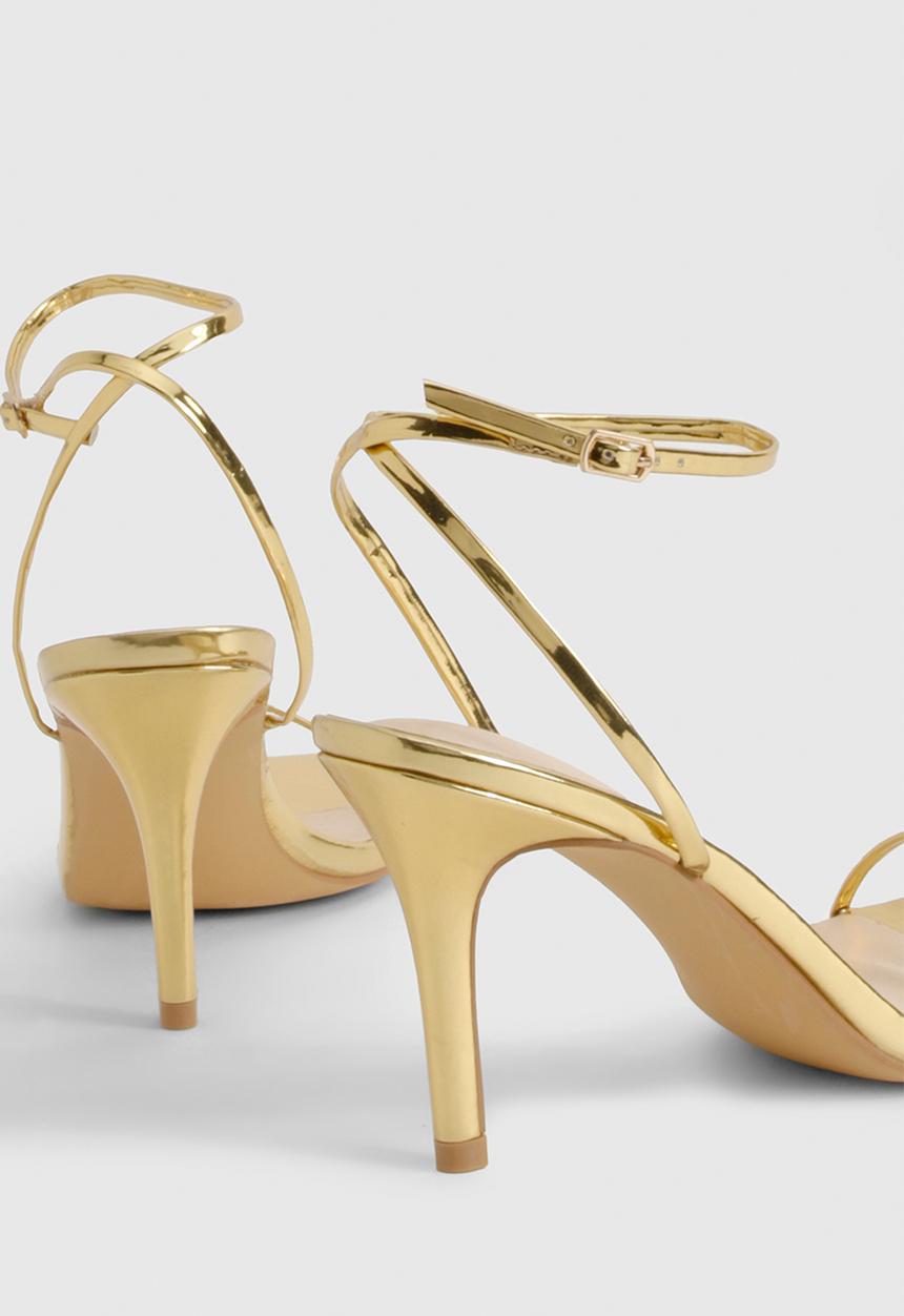 boohoo - Wide fit metallic barely there low stiletto heels - gold
