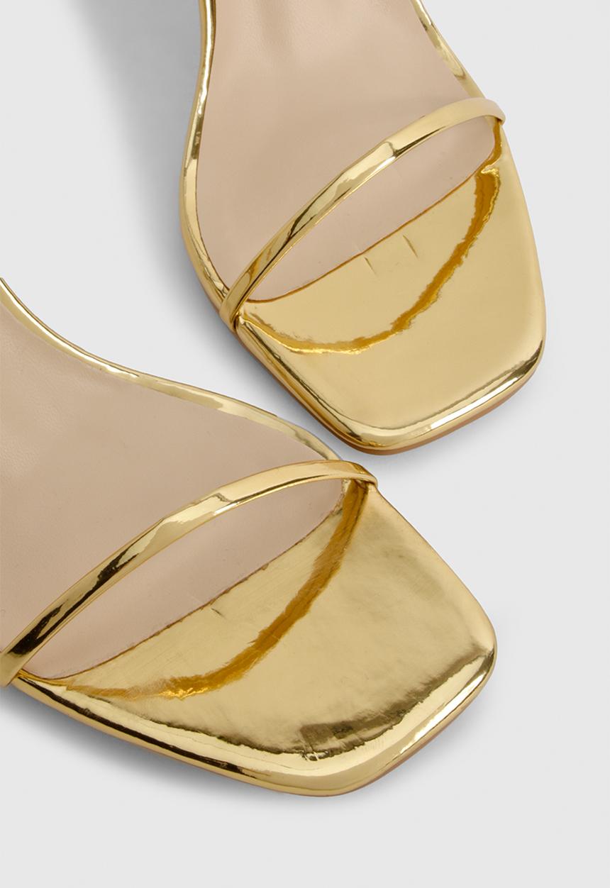 boohoo - Wide fit metallic barely there low stiletto heels - gold