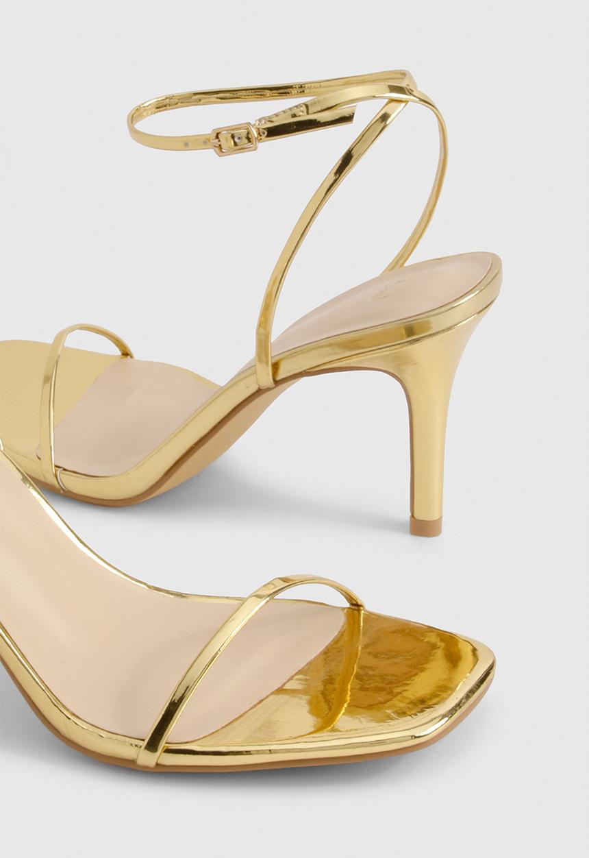 boohoo - Wide fit metallic barely there low stiletto heels - gold