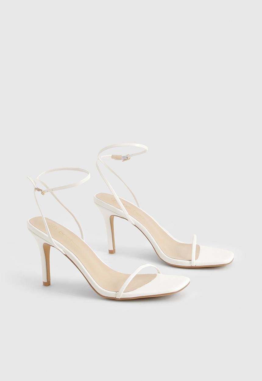 boohoo - Wide fit barely there low stiletto heels - white