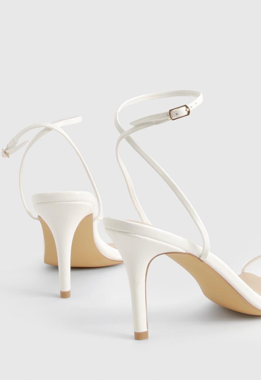 boohoo - Wide fit barely there low stiletto heels - white
