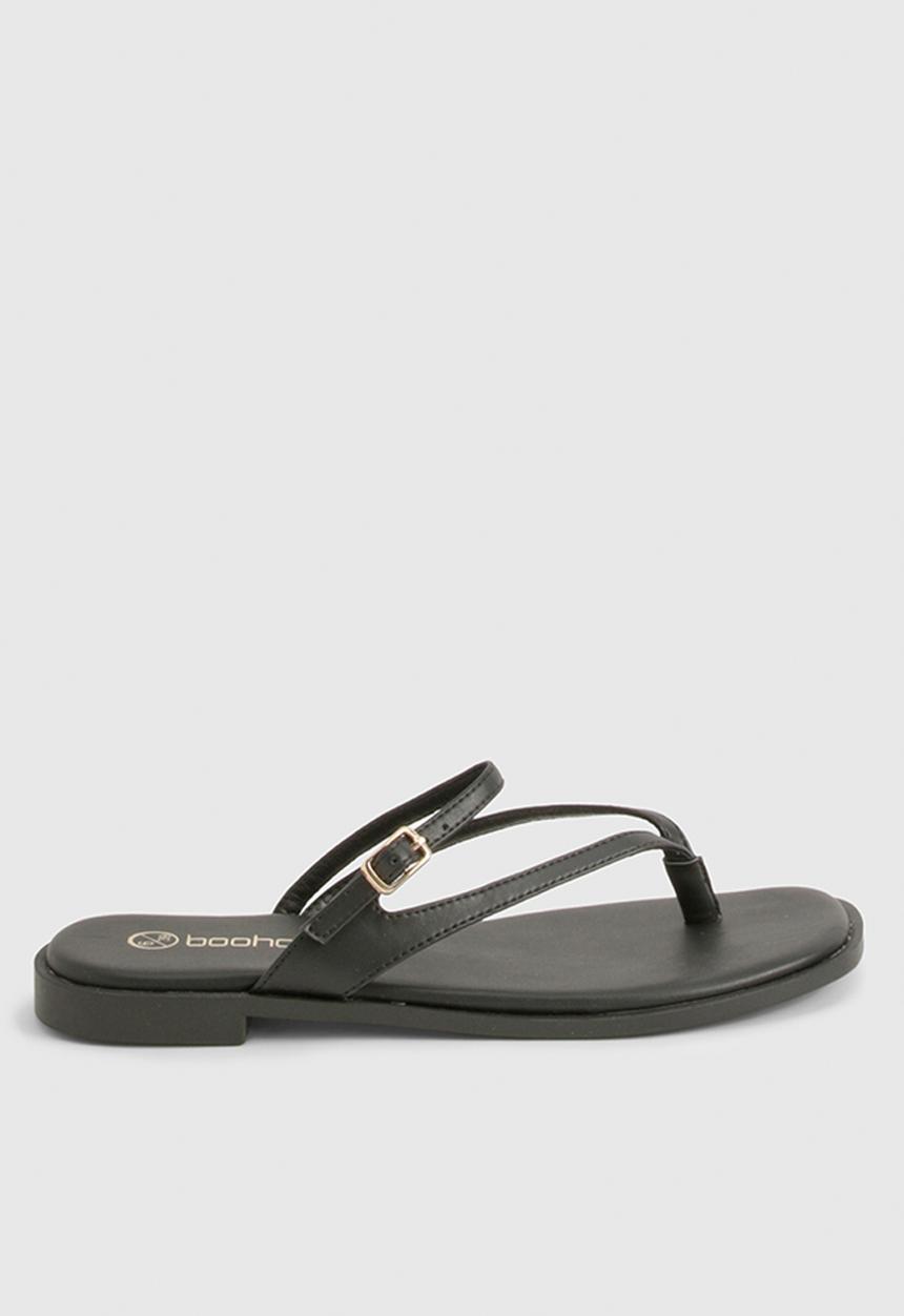 boohoo - Double strap toe post sandals - black