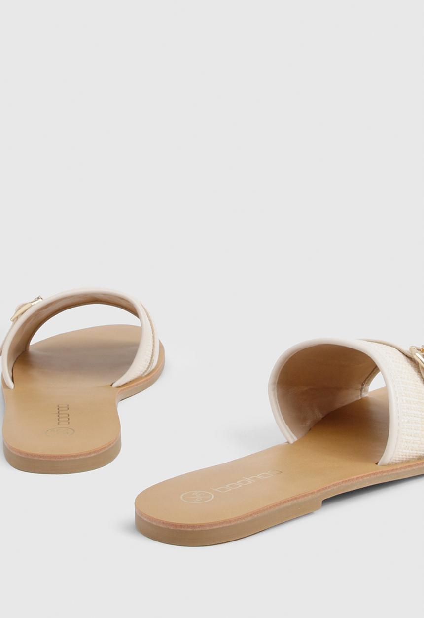 boohoo - Hardware detail raffia sandal - natural
