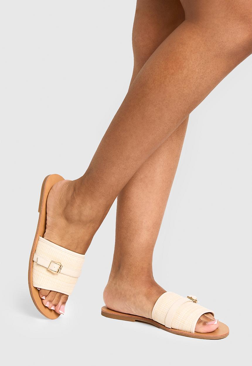 boohoo - Hardware detail raffia sandal - natural