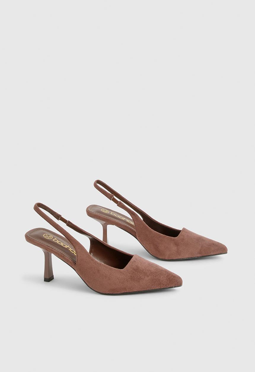 boohoo - Low stiletto slingback court shoe - chocolate