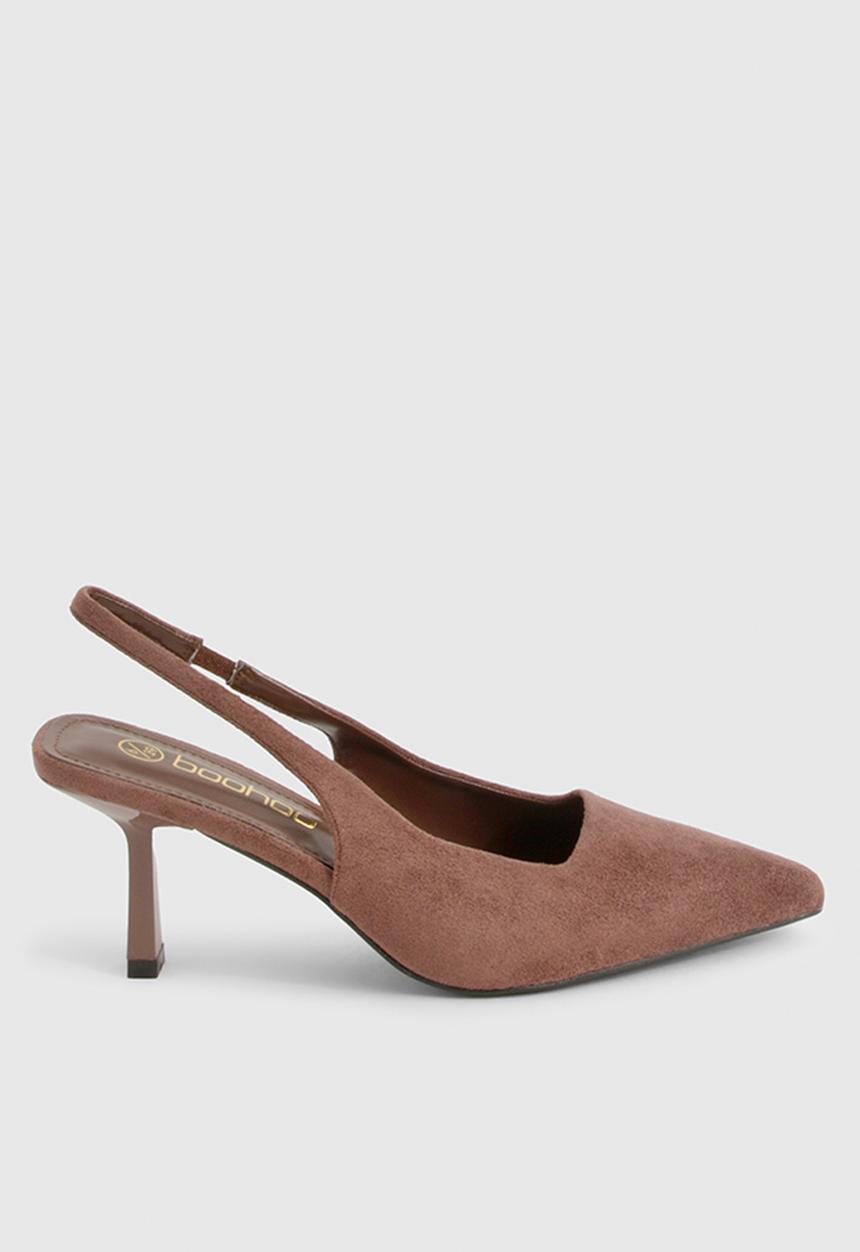 boohoo - Low stiletto slingback court shoe - chocolate