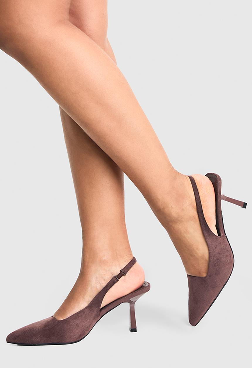 boohoo - Low stiletto slingback court shoe - chocolate
