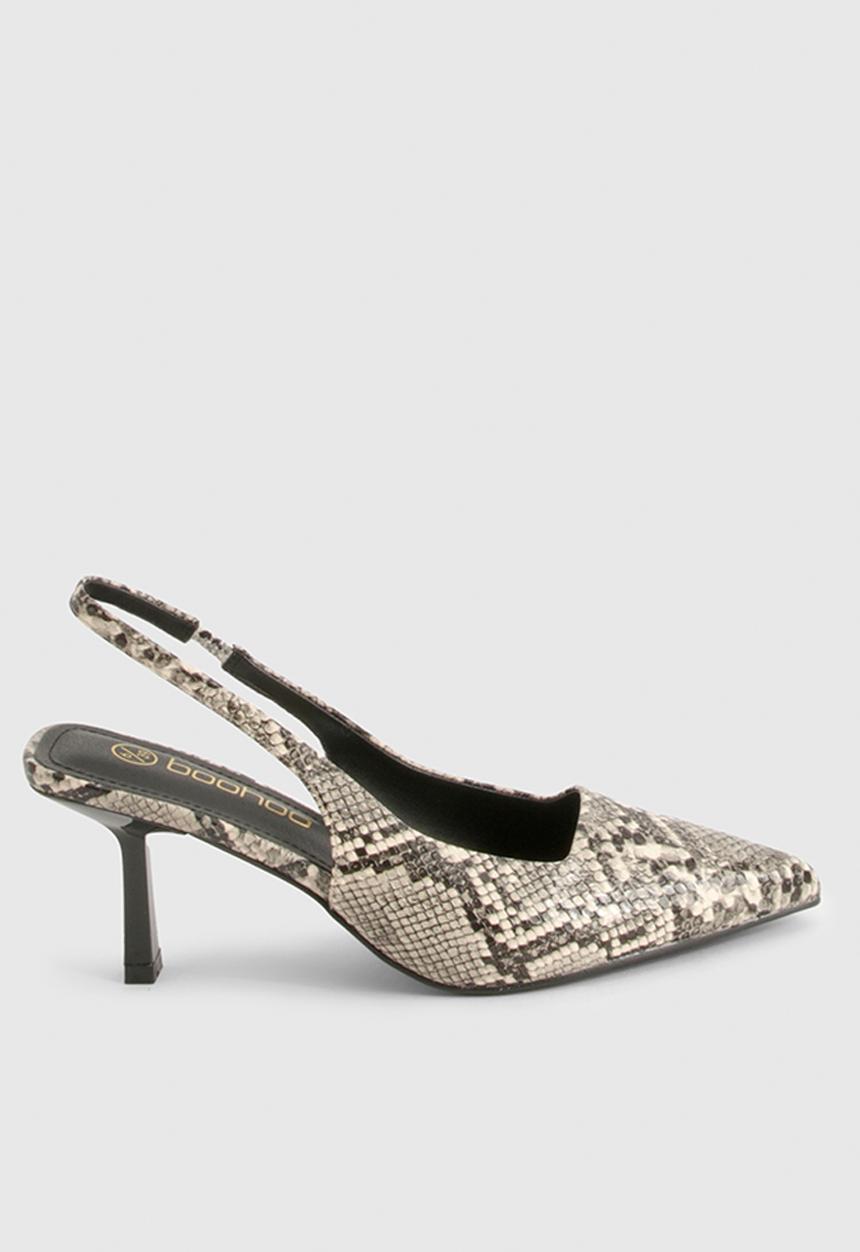 boohoo - Low stiletto slingback court shoe - snake