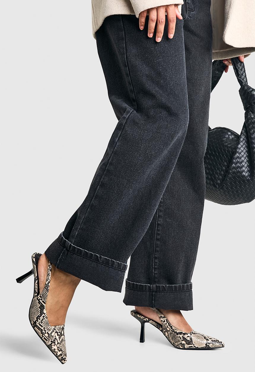 boohoo - Low stiletto slingback court shoe - snake