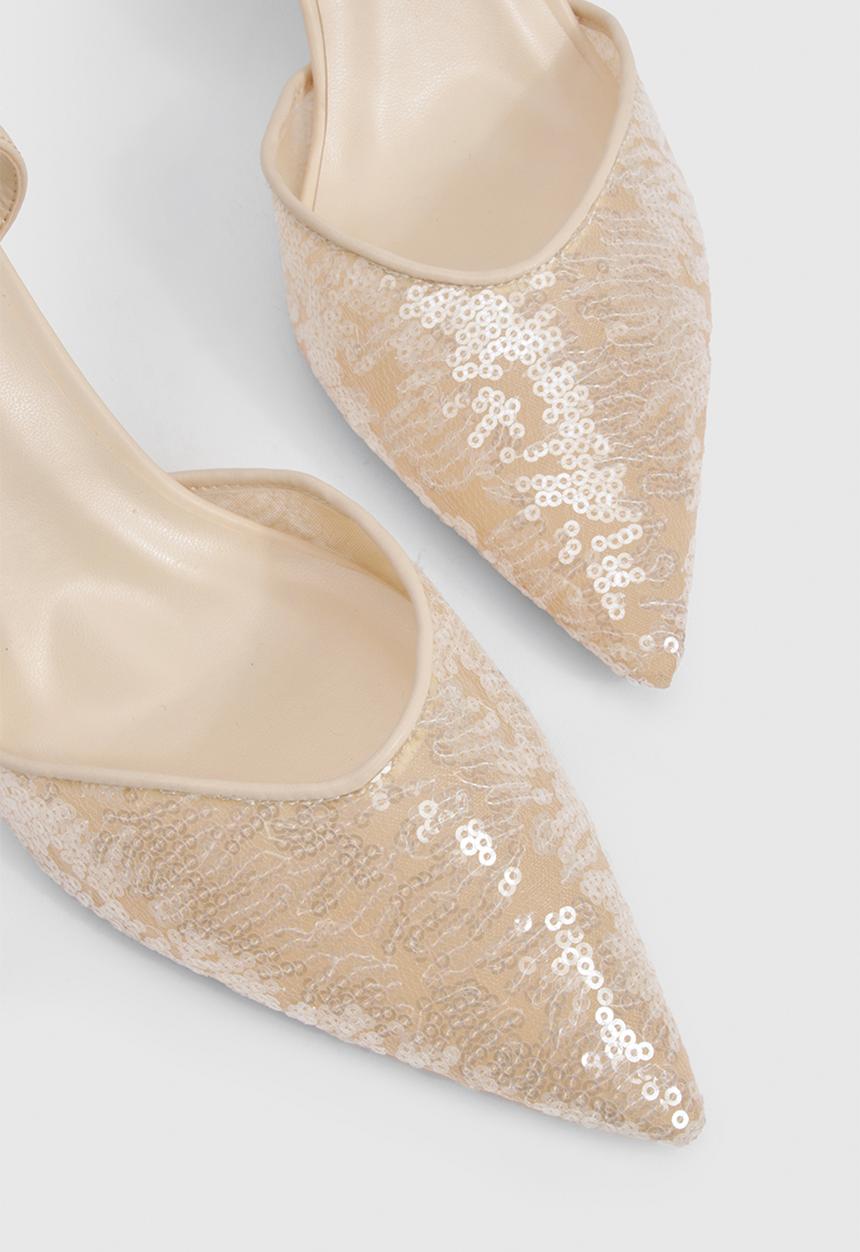 boohoo - Sequin 2 part court shoes - neutral