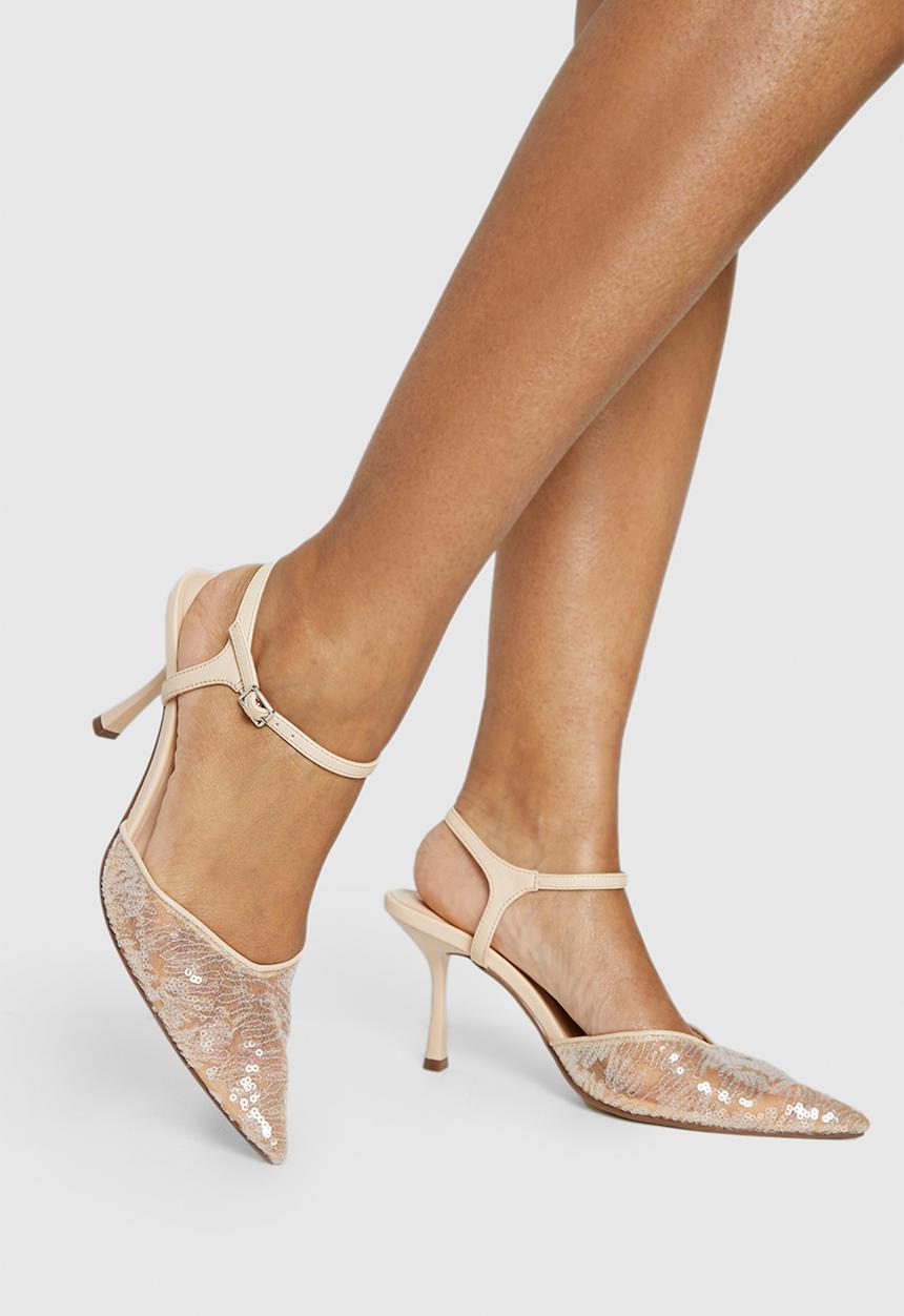 boohoo - Sequin 2 part court shoes - neutral
