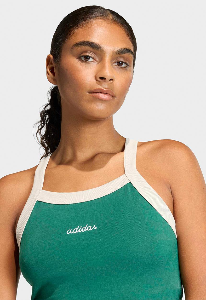 W Crop Tank - Collegiate Green/White