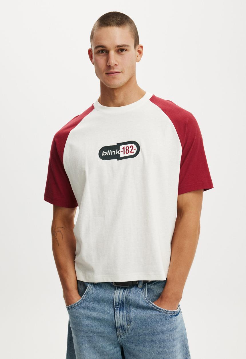 Cotton On - Cropped Fit Music T-shirt - Lcn Bra Vintage White/Blink 182