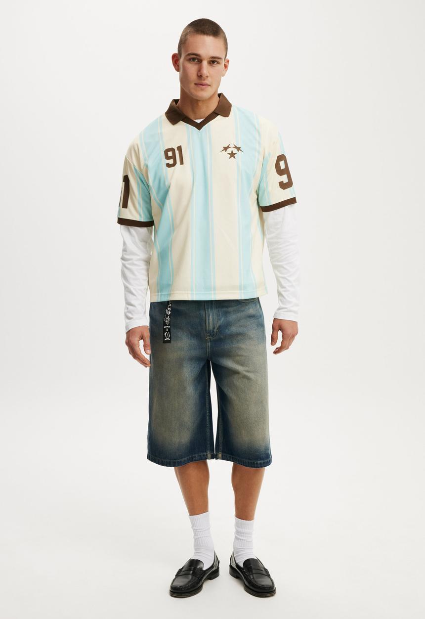 Cotton On - Cropped Sports Jersey - Creampuff White/Young Blue 24