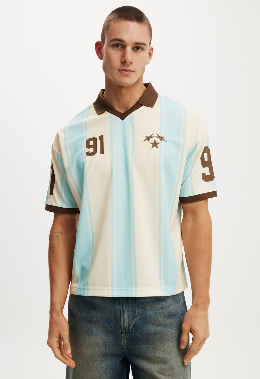 Cotton On - Cropped Sports Jersey - Creampuff White/Young Blue 24