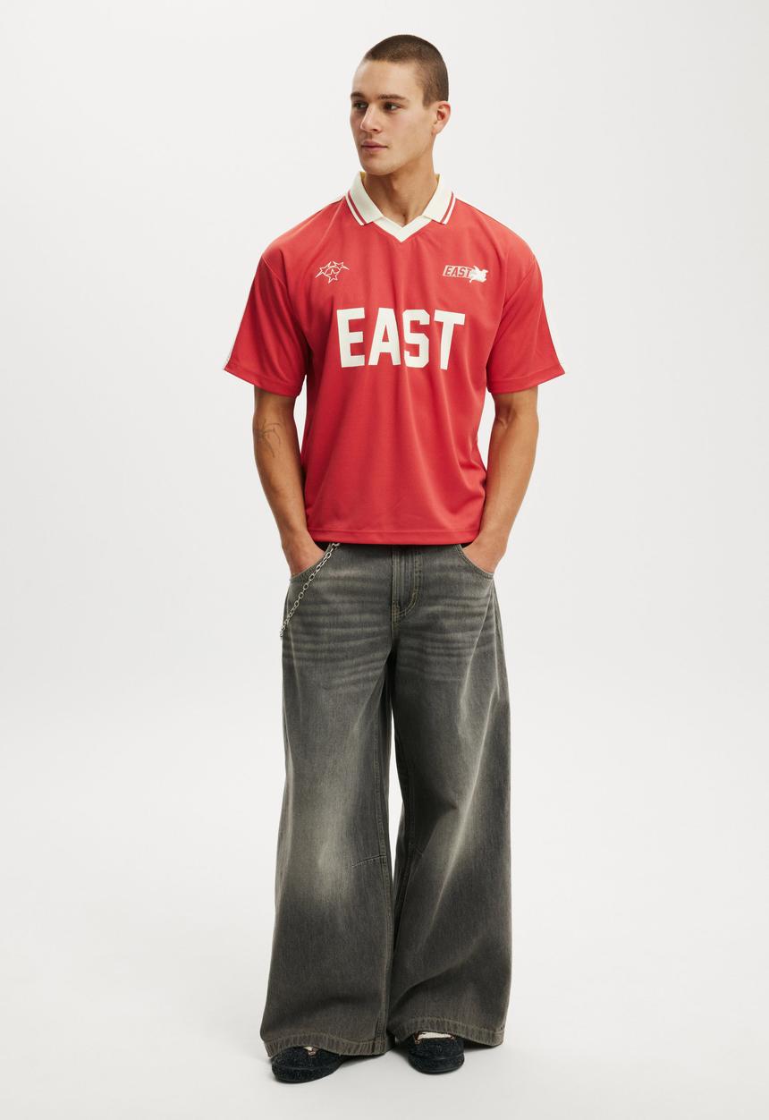 Cotton On - Cropped Sports Jersey - Soft Red/Soft Red/Creampuff 72 East