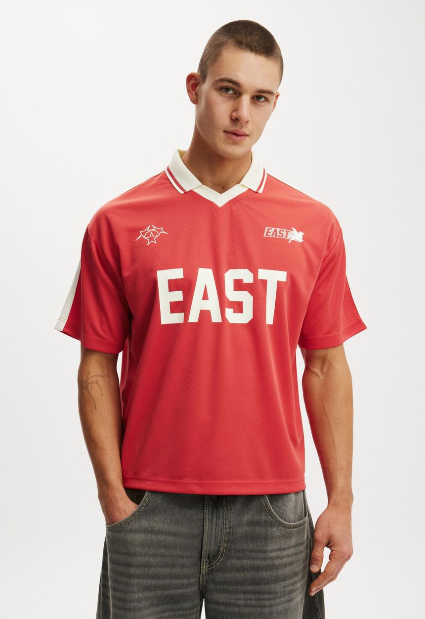 Cotton On - Cropped Sports Jersey - Soft Red/Soft Red/Creampuff 72 East